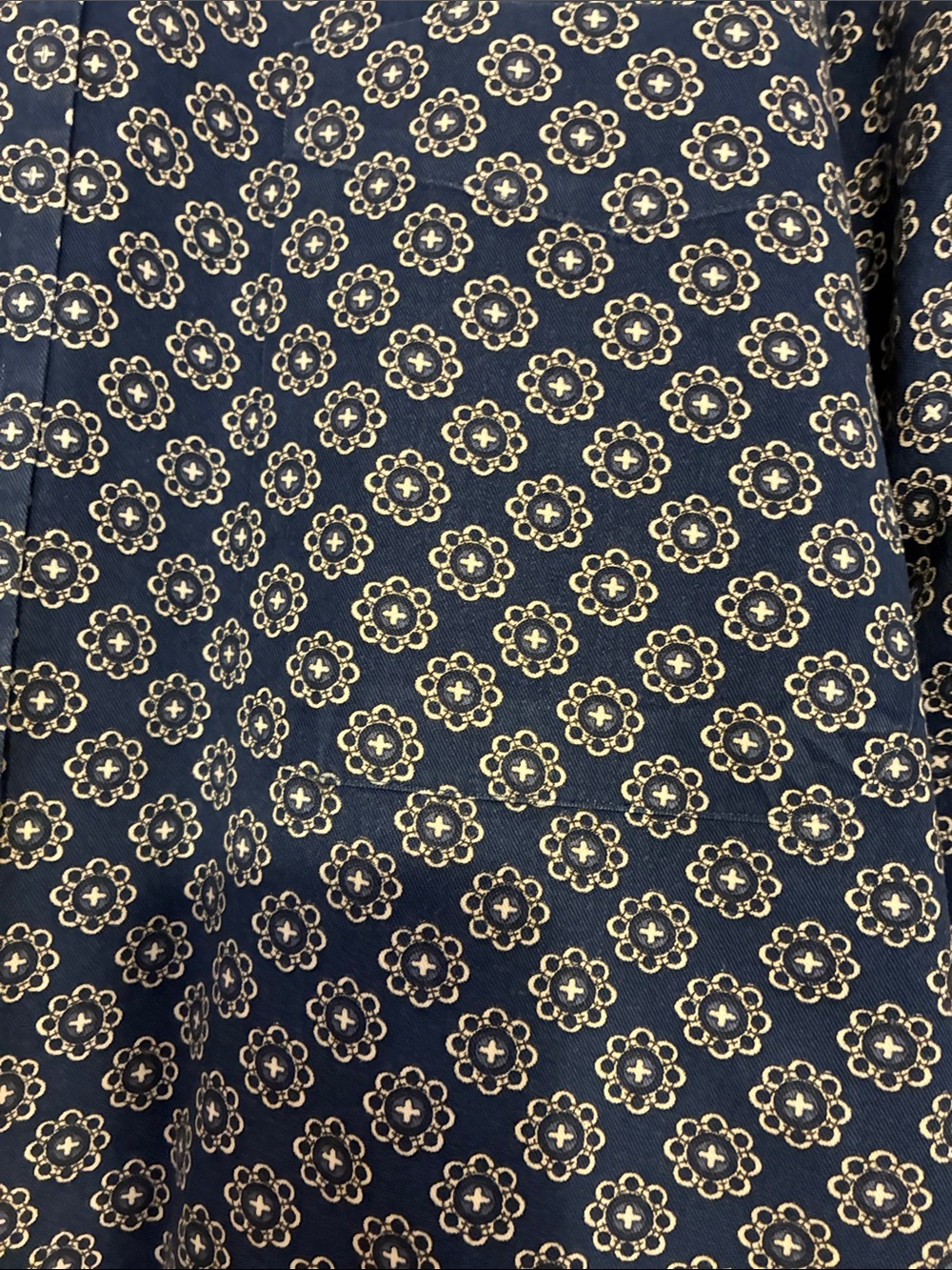Men's 2XLT Natural Issue Navy Blue Geo-Print Long-Sleeve Button-Down Shirt - Picture 2 of 4